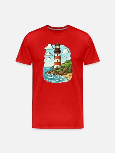 Lighthouse on the coastal path - Men's Premium Organic T-Shirt - red