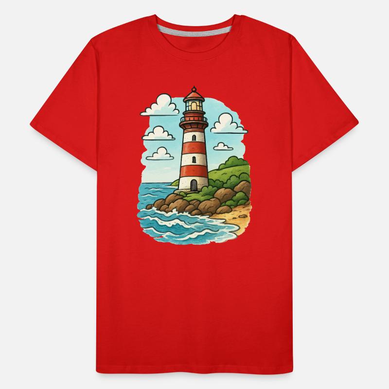 Lighthouse on the coastal path Men's Premium Organic T-Shirt