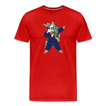 Dabbing Unicorn Tuxedo Suit Sunglasses Funny Gift - Men's Premium Organic T-Shirt - red - Front - Damien (186cm)