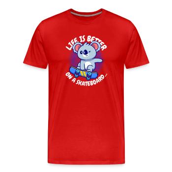 Koala Skateboard Joie de vivre - Men's Premium Organic T-Shirt - red - Front - Damien (186cm)