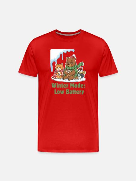 Wintermodus: Müde, Eingepackt & Hungrig - Männer Premium Bio T-Shirt - Rot