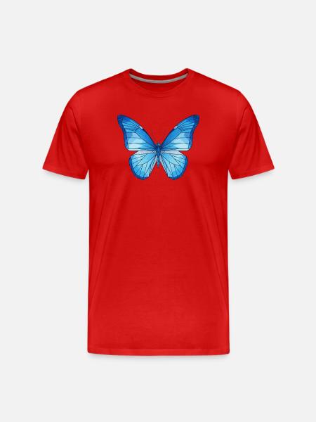 Geometric Blue Butterfly - Men's Premium Organic T-Shirt - red