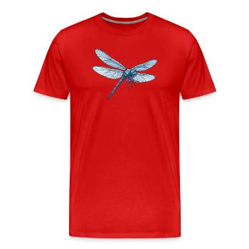 Geometrische Drachenfliege Blau - Männer Premium Bio T-Shirt - Rot - Vorne - Damien (186cm)