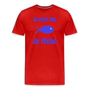 FISH. I CAN'T. I FISHED. SINNER. HUMOR. - Men's Premium Organic T-Shirt - red - Front - Damien (186cm)