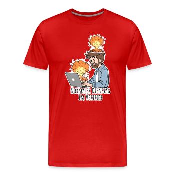 Complete chaos? Normal Tuesday in sales! - Men's Premium Organic T-Shirt - red - Front - Damien (186cm)