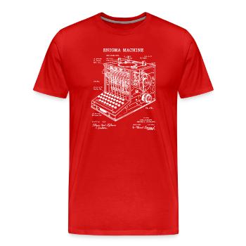 Enigma Machine Blueprint - Men's Premium Organic T-Shirt - red - Front - Damien (186cm)