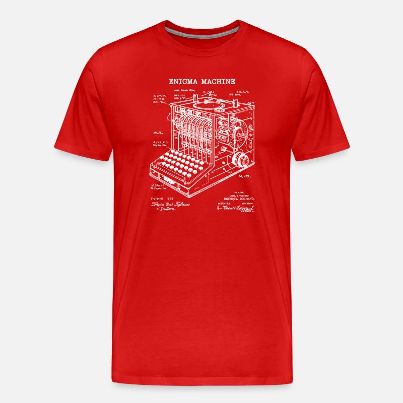 Enigma-Maschinenbauplan - Männer Premium Bio T-Shirt - Rot