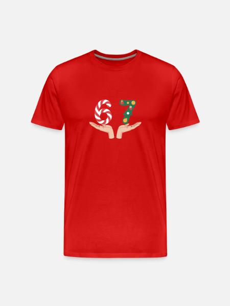Christmas Number 67 Candycane Fir - Men's Premium Organic T-Shirt - red