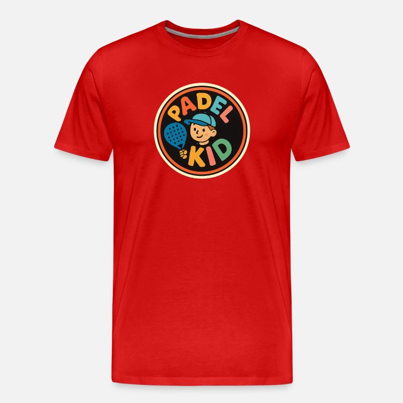 Padel Kind Logo Sticker - Männer Premium Bio T-Shirt - Rot