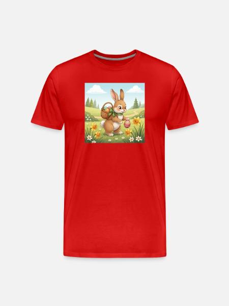 Easter bunny with basket and eggs - Men's Premium Organic T-Shirt - red