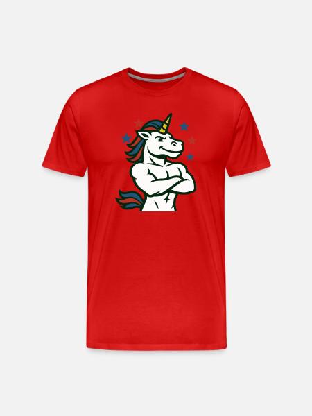 Confident Unicorn Illustration - Men's Premium Organic T-Shirt - red