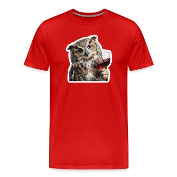 Chouette sage lors de la soirée vins douillette - T-shirt bio Premium Homme - rouge - Devant - Damien (186cm)