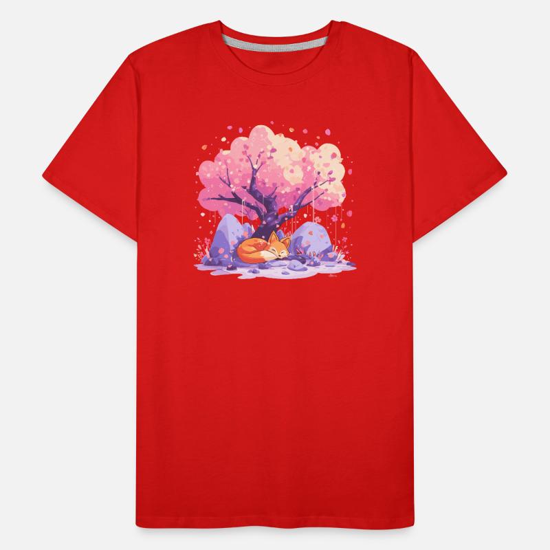Schlaffuchs unter Kirschbaum Männer Premium Bio T-Shirt