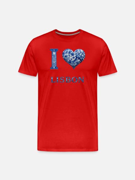 Lisbon – Architecture in Blue - Men's Premium Organic T-Shirt - red