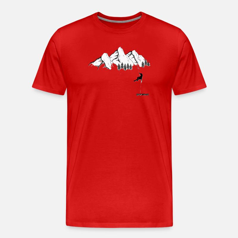 Cimes enneigées et grimpeur noir - T-shirt bio Premium Homme - rouge