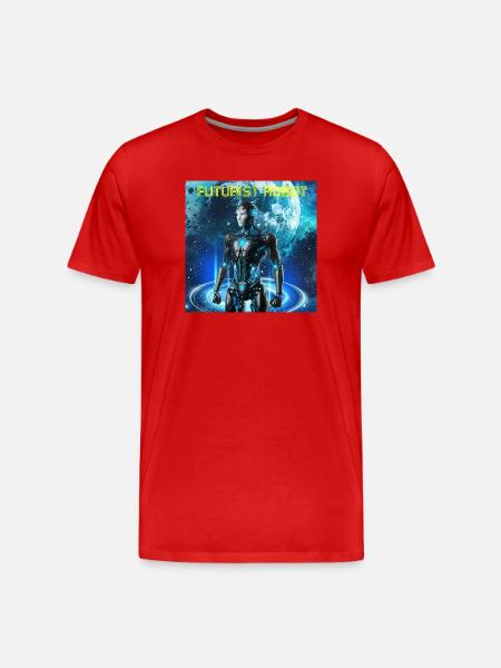 Futuristic robot in the neon cosmos - Men's Premium Organic T-Shirt - red
