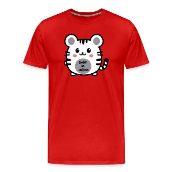 Kawaii Tiger Cutie in Action - Männer Premium Bio T-Shirt - Rot - Vorne - Damien (186cm)