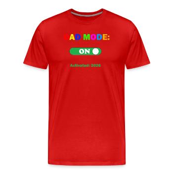 Dad Mode: ON Activated 2026 - New Dad Gift  - Men's Premium Organic T-Shirt - red - Front - Damien (186cm)