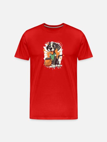 Basketball Dog Cartoon - Men's Premium Organic T-Shirt - red