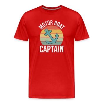 Motor Boat Captain Funny Pontoon Boating Motor - Men's Premium Organic T-Shirt - red - Front - Damien (186cm)