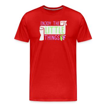 Enjoy The Little Things Gratitude Mindfulness - Men's Premium Organic T-Shirt - red - Front - Damien (186cm)