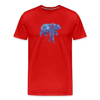 Indian Chief with Bear Watercolors - Men's Premium Organic T-Shirt - red - Front - Damien (186cm)