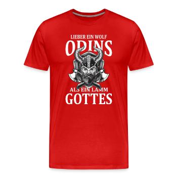 Lieber Ein Wolf Odins Als Ein Lamm Gottes Wikinger - Men's Premium Organic T-Shirt - red - Front - Damien (186cm)