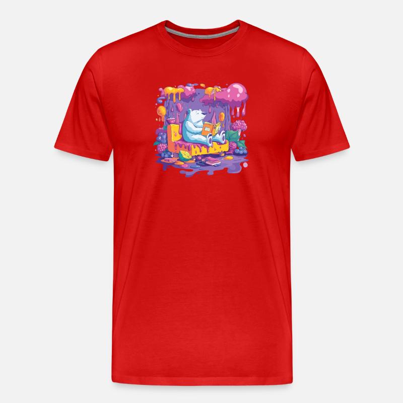 Bunter Bärenlese im Farbfluss - Männer Premium Bio T-Shirt - Rot