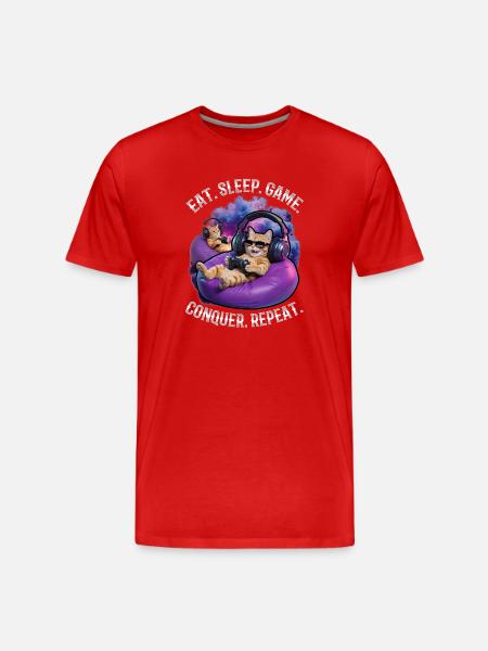 Chat gamer drôle - T-shirt bio Premium Homme - rouge