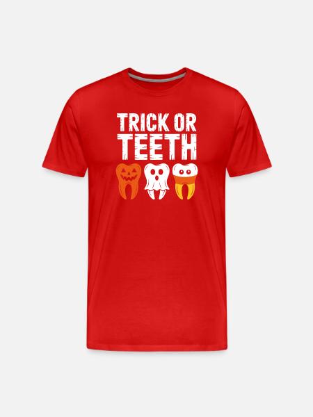 Trick oder Teeth Halloween-T-Shirt - Männer Premium Bio T-Shirt - Rot
