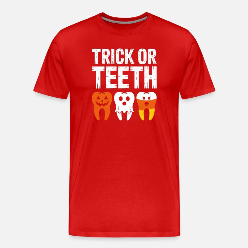 Trick oder Teeth Halloween-T-Shirt - Männer Premium Bio T-Shirt - Rot
