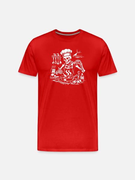Skeleton Chef Stirring Bowl - Men's Premium Organic T-Shirt - red