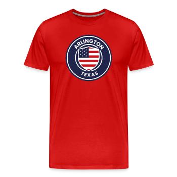 Arlington Texas Patriot Badge - Men's Premium Organic T-Shirt - red - Front - Damien (186cm)
