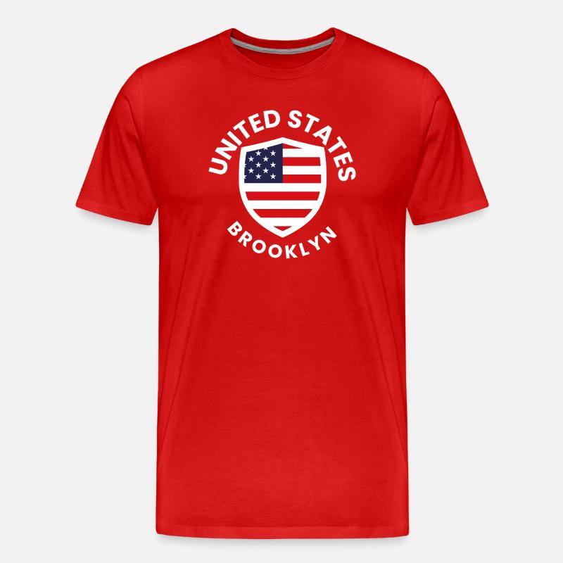 Brooklyn USA Shield avec drapeau - T-shirt bio Premium Homme - rouge