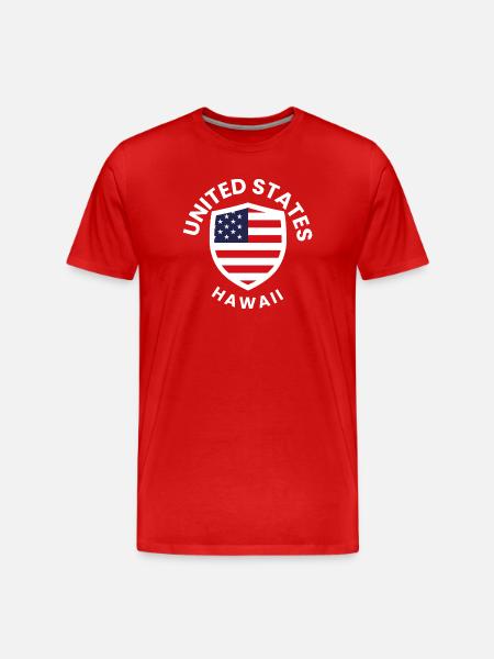 American Flag Shield Hawaii - Men's Premium Organic T-Shirt - red