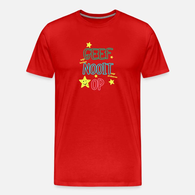 Never Give Up – Inspirierendes Textdesign - Männer Premium Bio T-Shirt - Rot