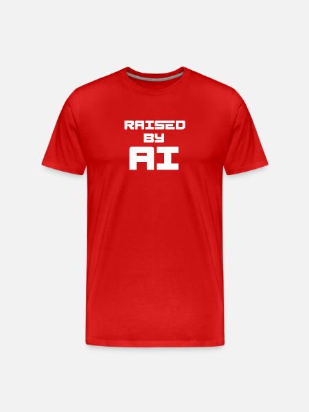 RAISED BY AI - Men's Premium Organic T-Shirt - red