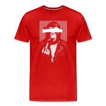Blindfolded monkey criminal - Men's Premium Organic T-Shirt - red - Front - Damien (186cm)