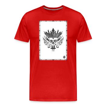 Crâne couronné d'épées noir et blanc - T-shirt bio Premium Homme - rouge - Devant - Damien (186cm)