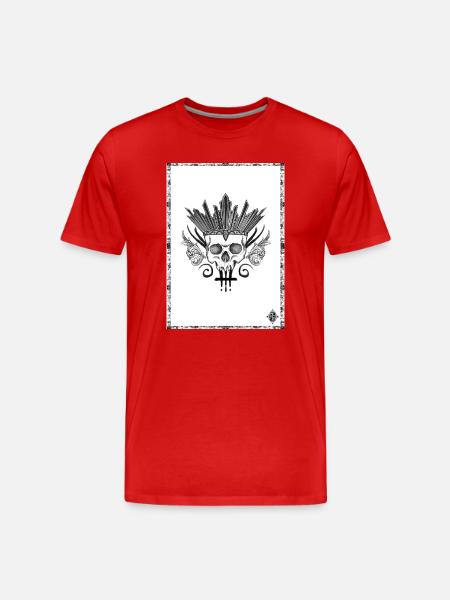 Crâne couronné d'épées noir et blanc - T-shirt bio Premium Homme - rouge