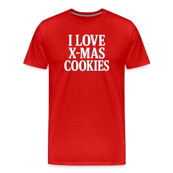 I love Cookies - Christmas Chocolate Cookie - Men's Premium Organic T-Shirt - red - Front - Damien (186cm)