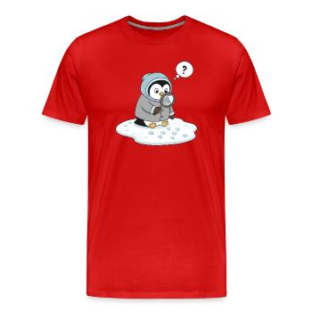 Détective Pingouin mignon Observation de la faune - T-shirt bio Premium Homme - rouge - Devant - Damien (186cm)