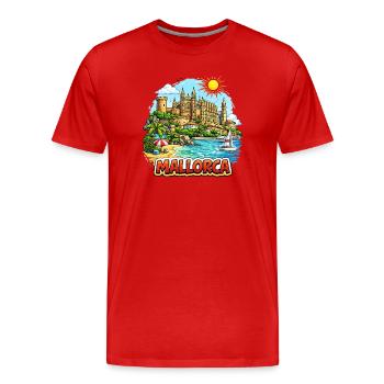 Mallorca Strandpanorama - Männer Premium Bio T-Shirt - Rot - Vorne - Damien (186cm)