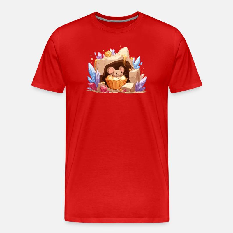 Kristallhöhle-Maus Kuchen - Männer Premium Bio T-Shirt - Rot