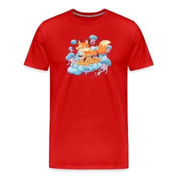 Fox on Waffle Dream - Men's Premium Organic T-Shirt - red - Front - Damien (186cm)