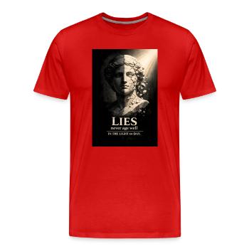 Lügen zerbrechen im Licht - Männer Premium Bio T-Shirt - Rot - Vorne - Damien (186cm)