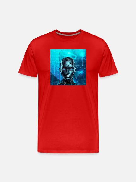 Robotergesicht - Männer Premium Bio T-Shirt - Rot