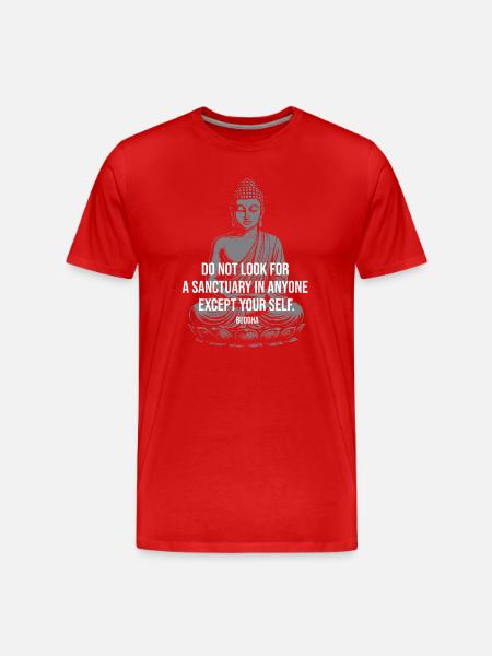 Self Sanctuary Buddha Quote Design - Men's Premium Organic T-Shirt - red