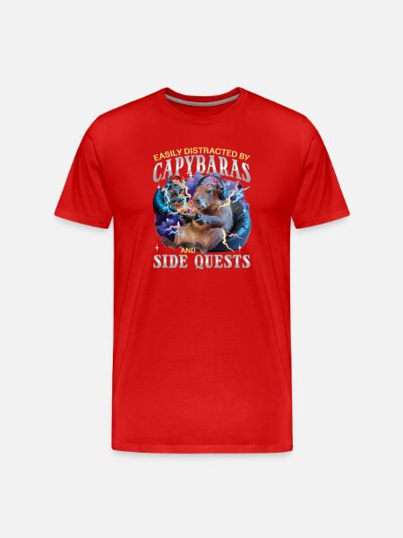 Funny Gaming Gamer Capybara - Männer Premium Bio T-Shirt - Rot