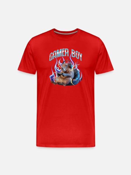 Funny Gaming Gamer Capybara - Men's Premium Organic T-Shirt - red